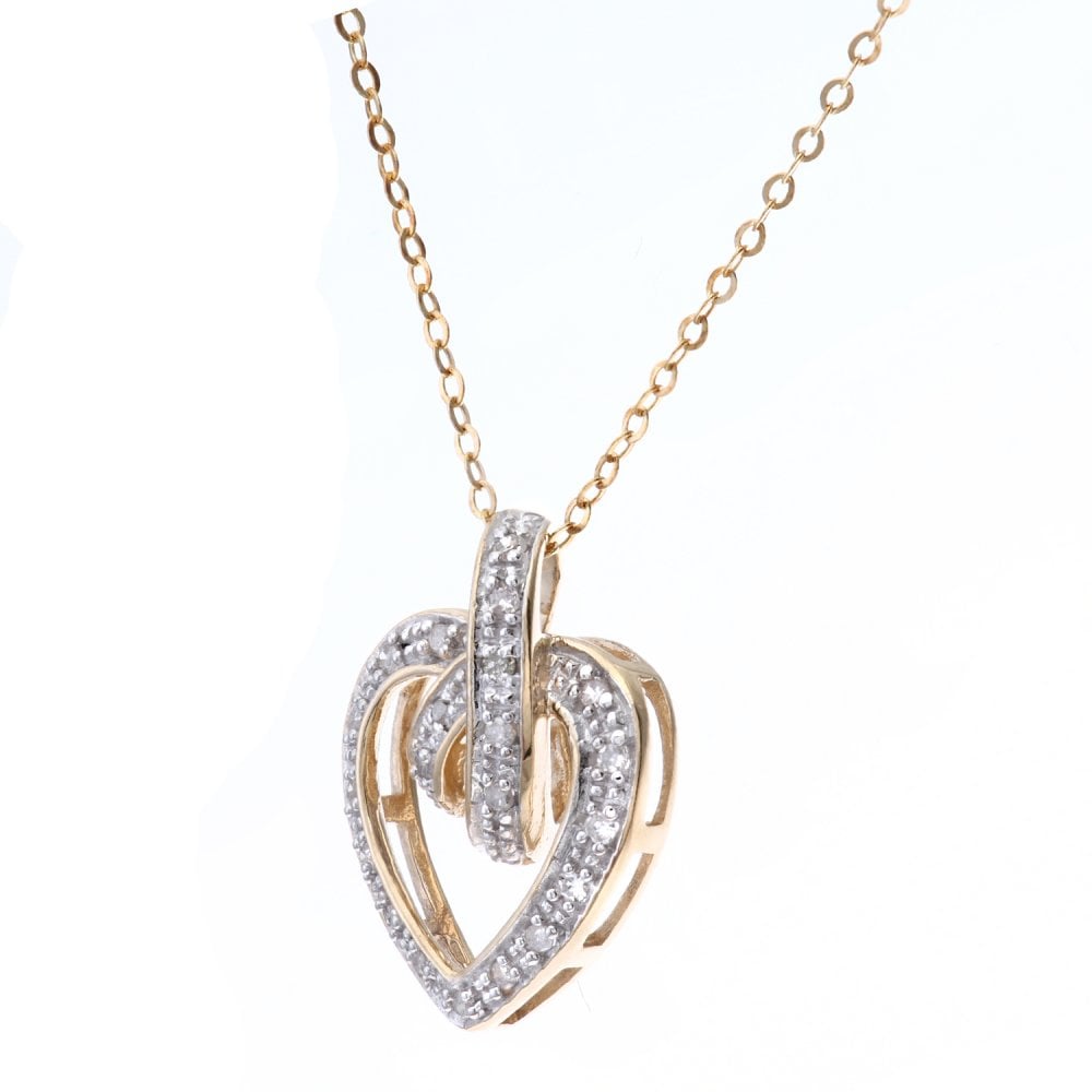 SPARKLD 9ct Yellow Gold 0.10ct Diamond Heart Pendant Necklace