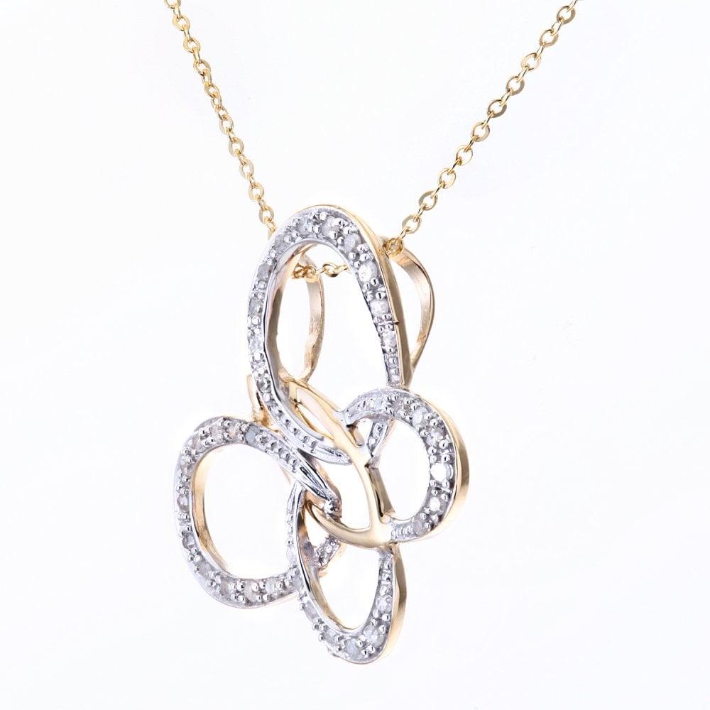 SPARKLD 9ct Yellow Gold 0.15ct Diamond Butterfly Pendant Necklace