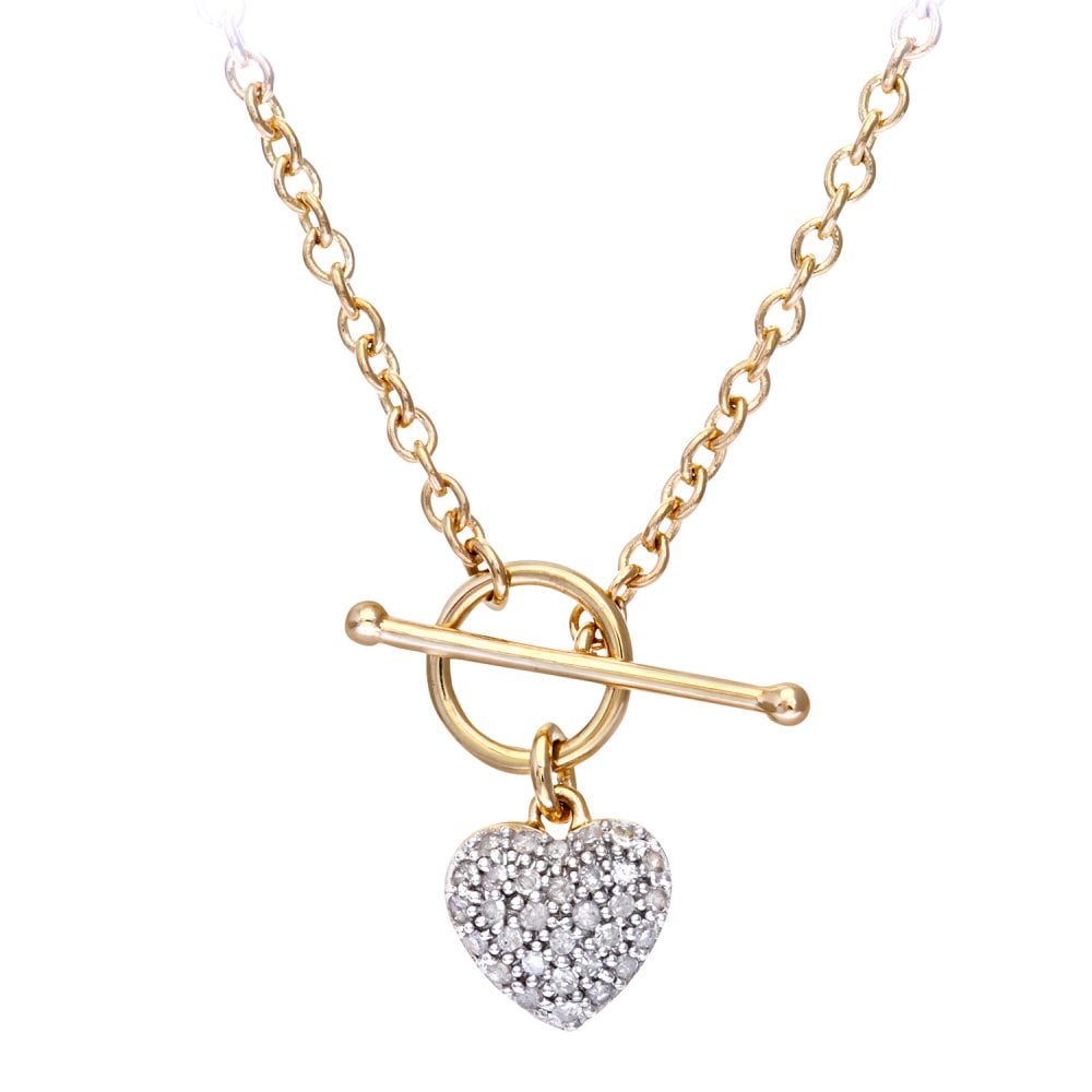 SPARKLD 9ct Yellow Gold 0.15ct Diamond Heart Necklace