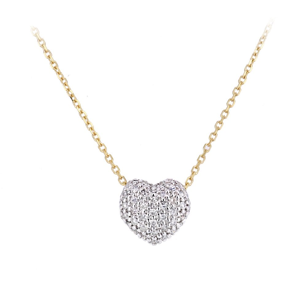 SPARKLD 9ct Yellow Gold 0.15ct Diamond Heart Pendant Necklace