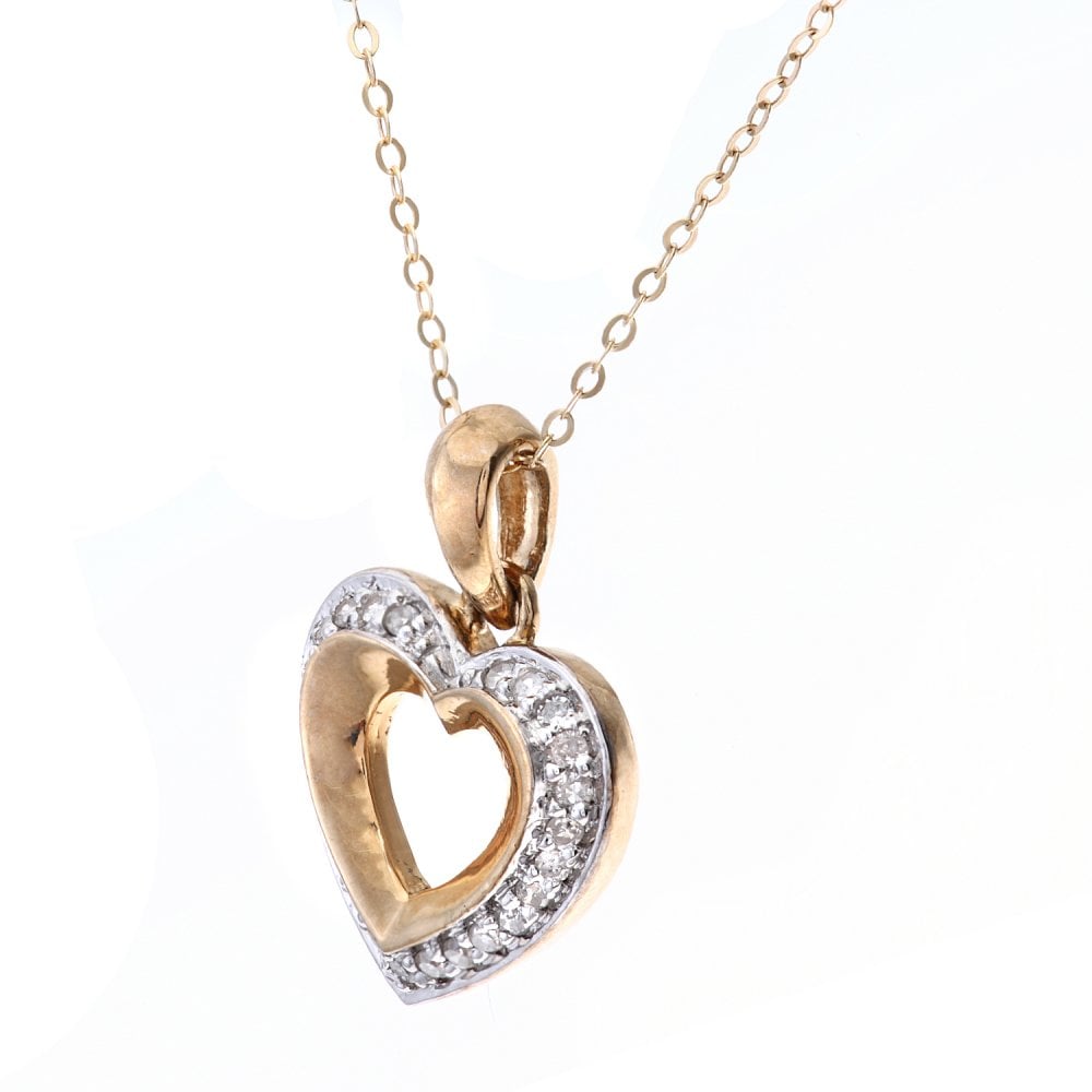 SPARKLD 9ct Yellow Gold 0.15ct Diamond Heart Pendant Necklace