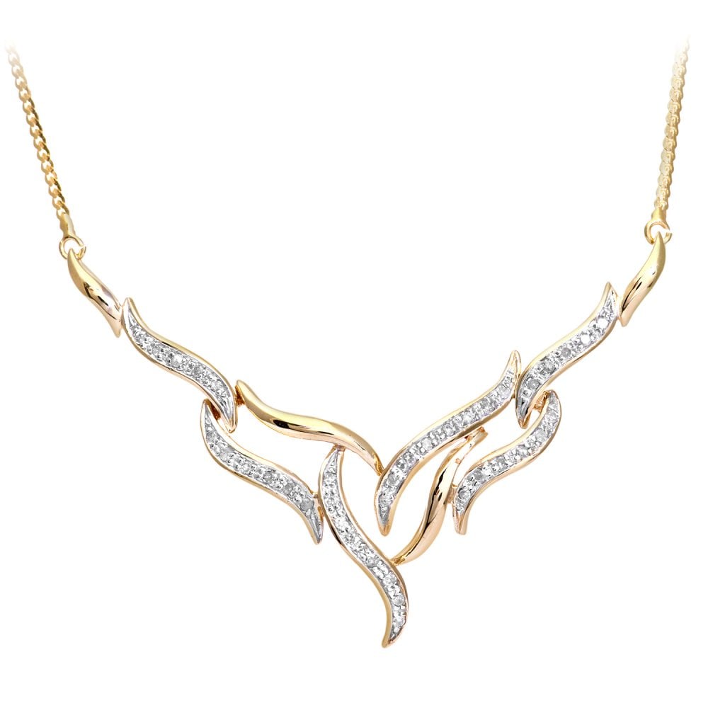 SPARKLD 9ct Yellow Gold 0.17ct Diamond Necklace