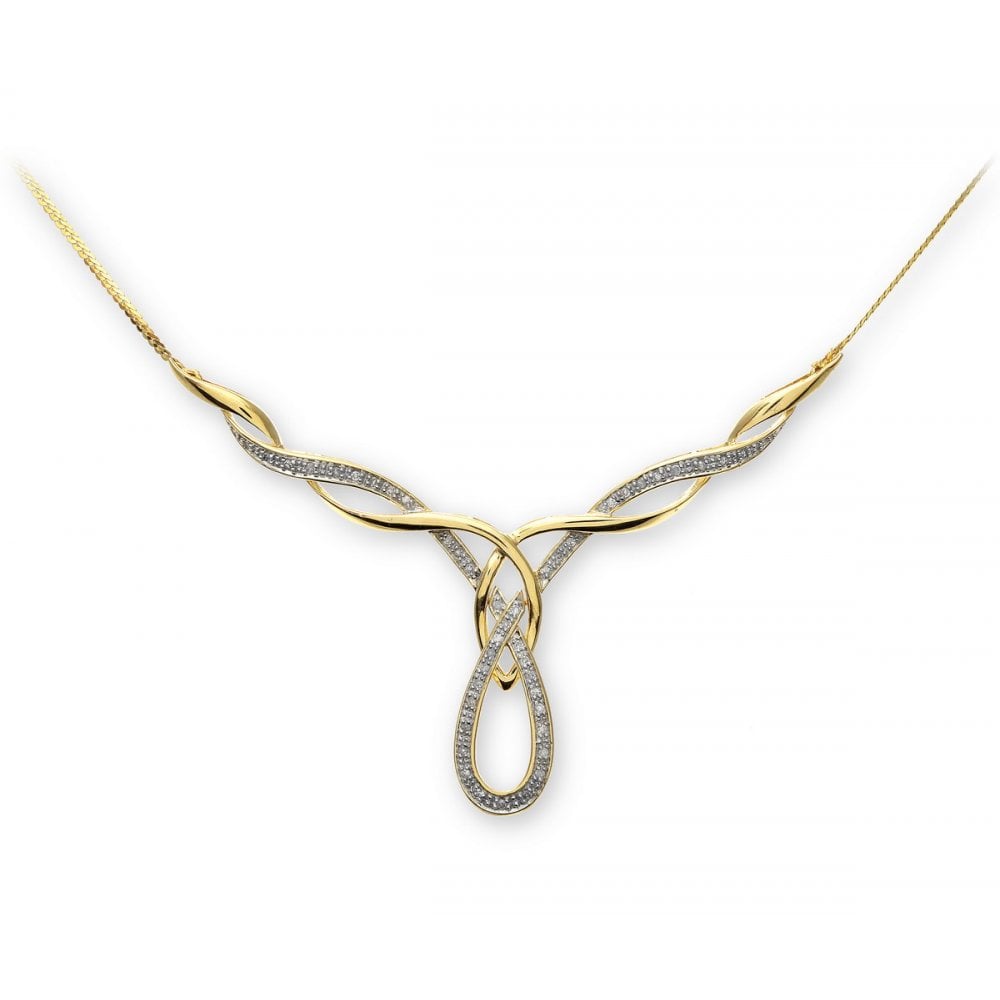 SPARKLD 9ct Yellow Gold 0.20ct Diamond Chandelier Necklace