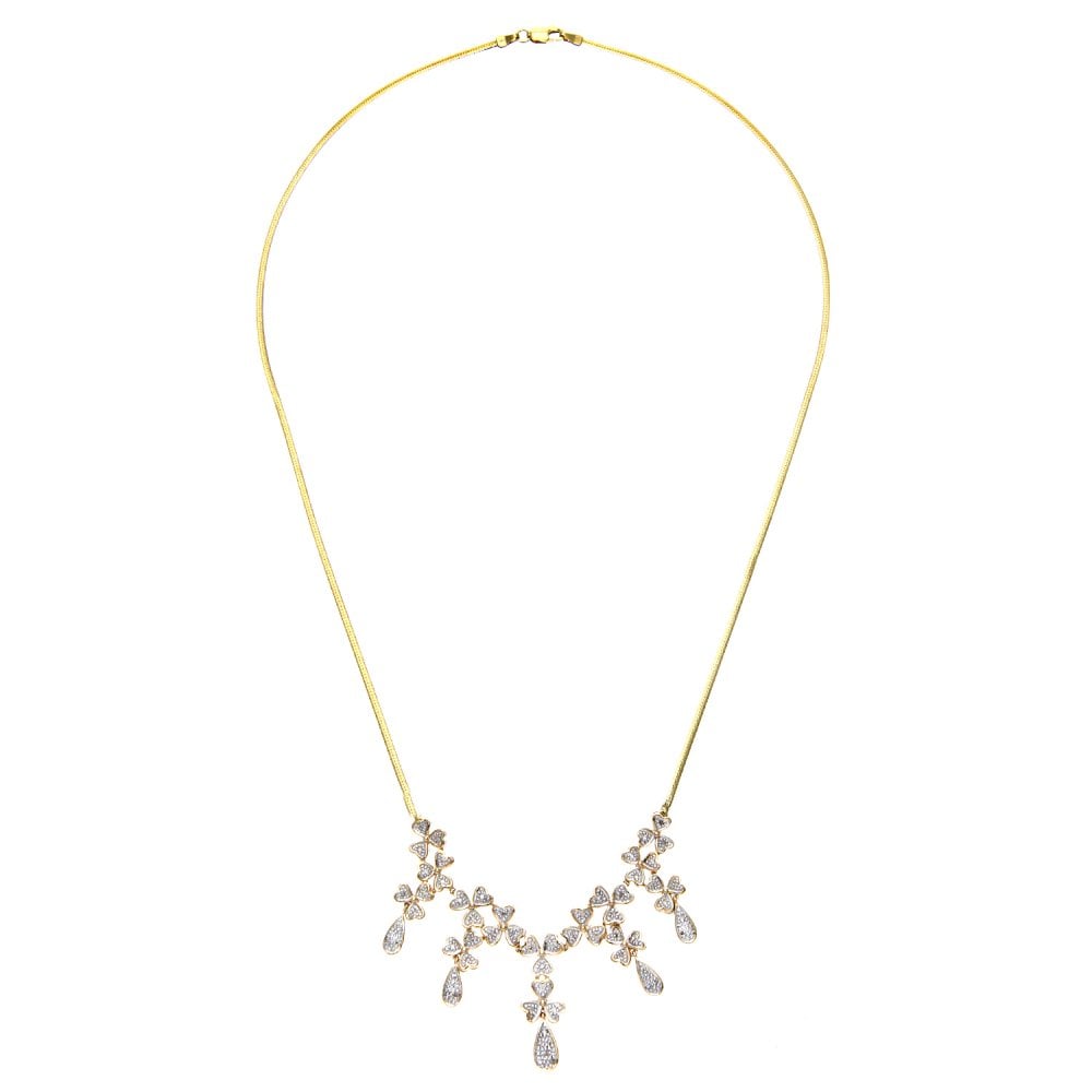 SPARKLD 9ct Yellow Gold 0.25ct Diamond Heart Chandelier Necklace