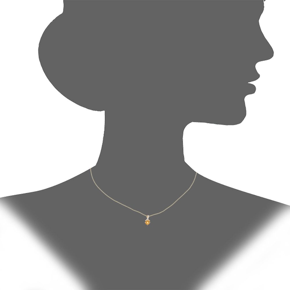SPARKLD 9ct Yellow Gold Citrine and 0.02ct Diamond Twist Pendant Necklace
