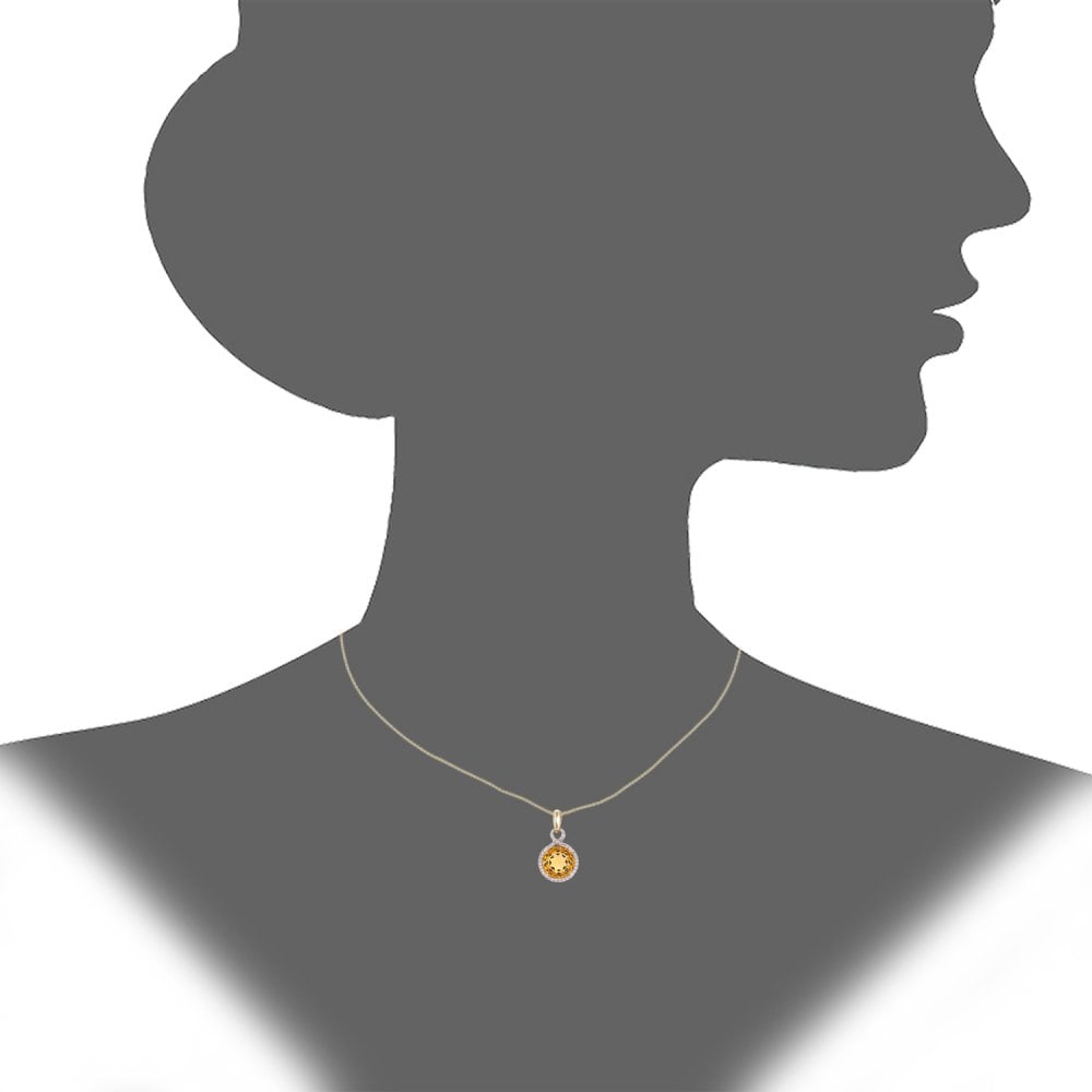 SPARKLD 9ct Yellow Gold Citrine and 0.08ct Diamond Pendant Necklace