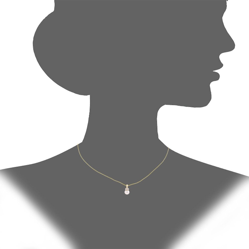 SPARKLD 9ct Yellow Gold Cultured Pearl and 0.03ct Diamond Pendant Necklace