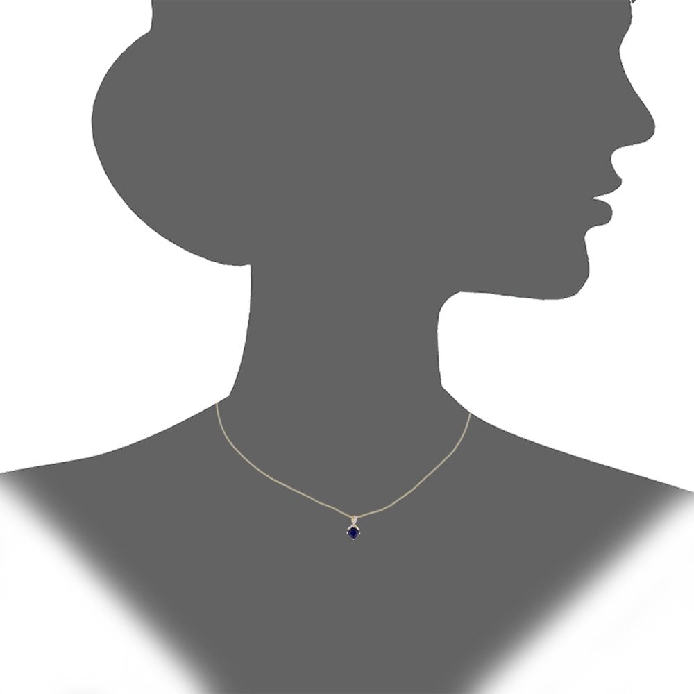 SPARKLD 9ct Yellow Gold Cushion Sapphire Crossover 0.02ct Diamond Pendant Necklace