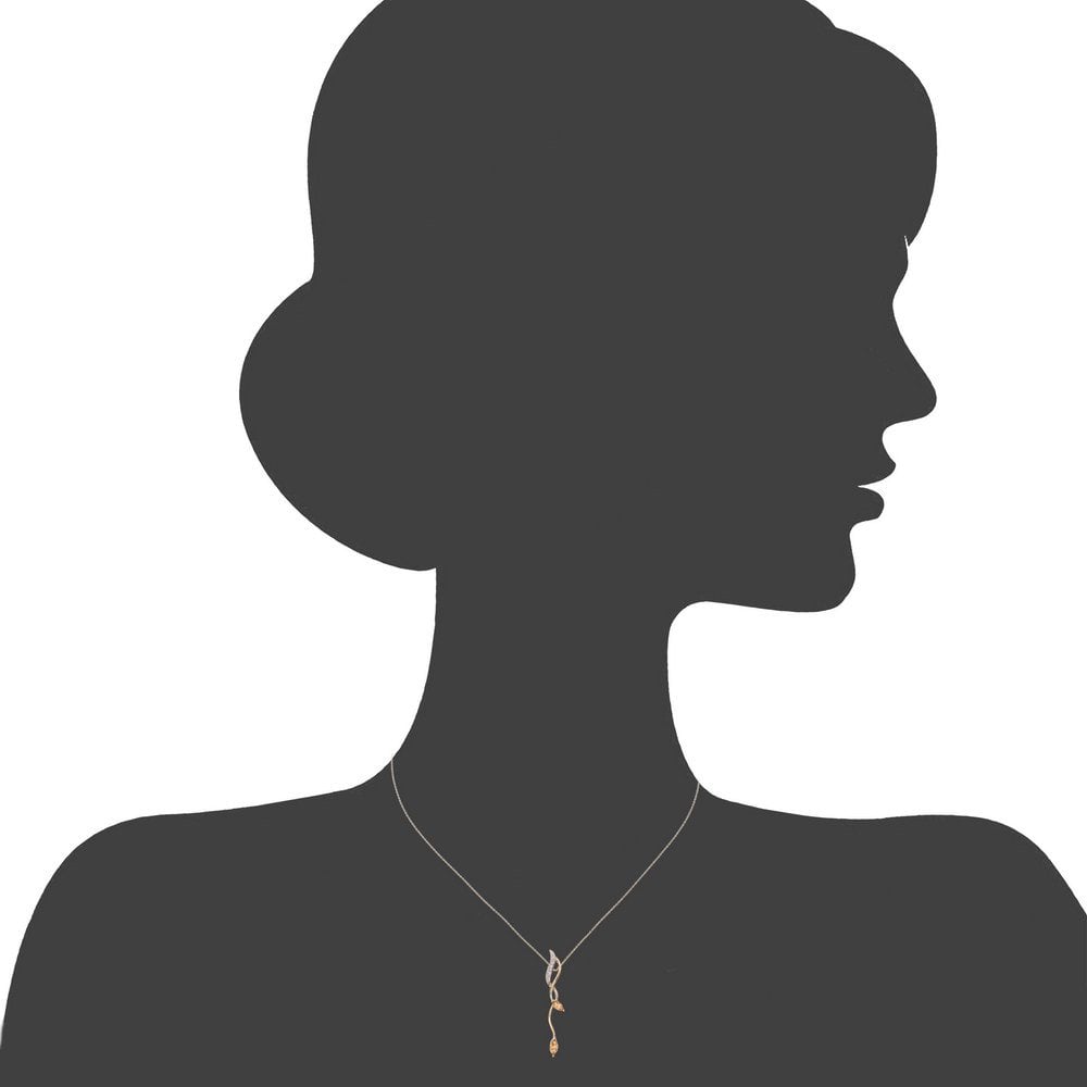 SPARKLD 9ct Yellow Gold Marquise Garnet and 0.02ct Diamond Pendant Necklace