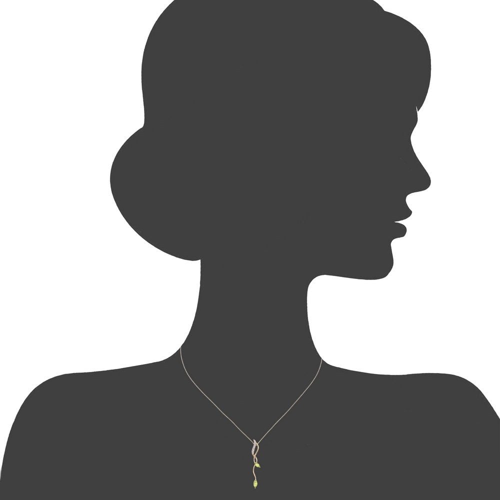 SPARKLD 9ct Yellow Gold Marquise Peridot and 0.02ct Diamond Pendant Necklace