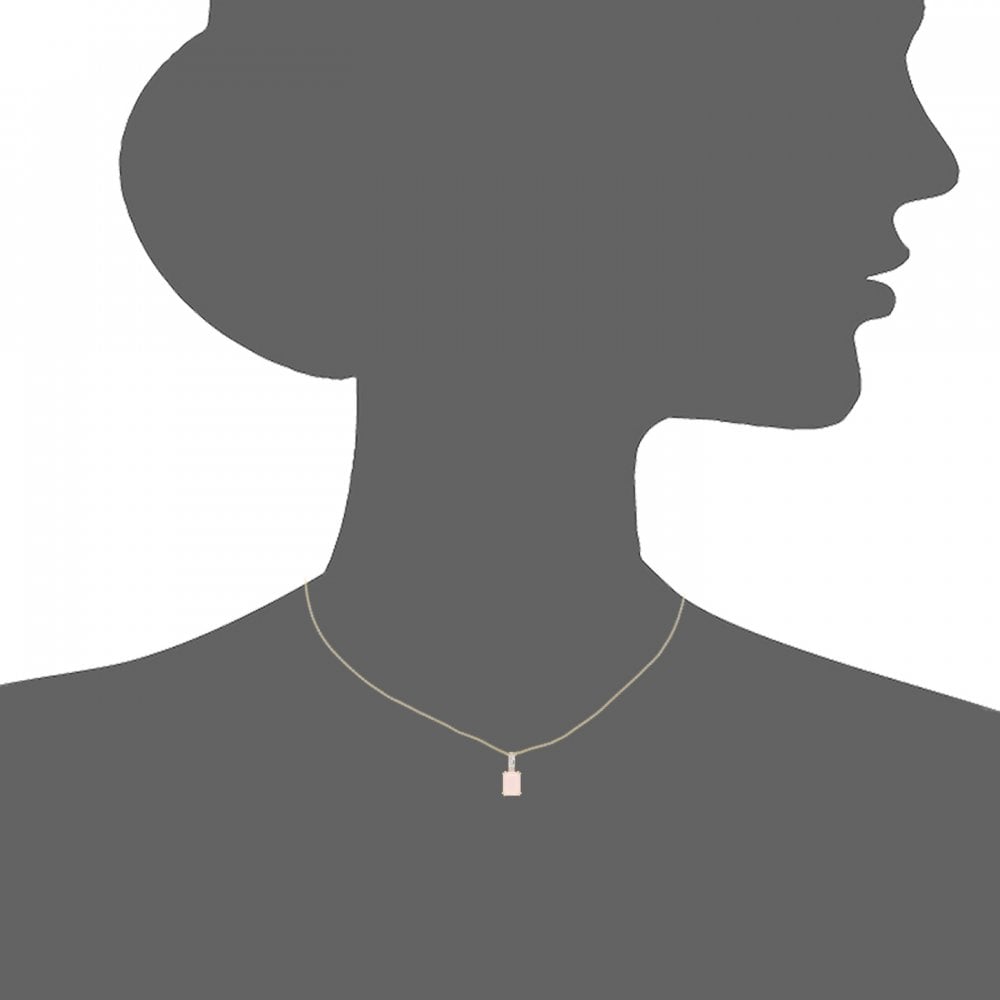 SPARKLD 9ct Yellow Gold Octagon Pink Opal and 0.02ct Diamond Pendant Necklace