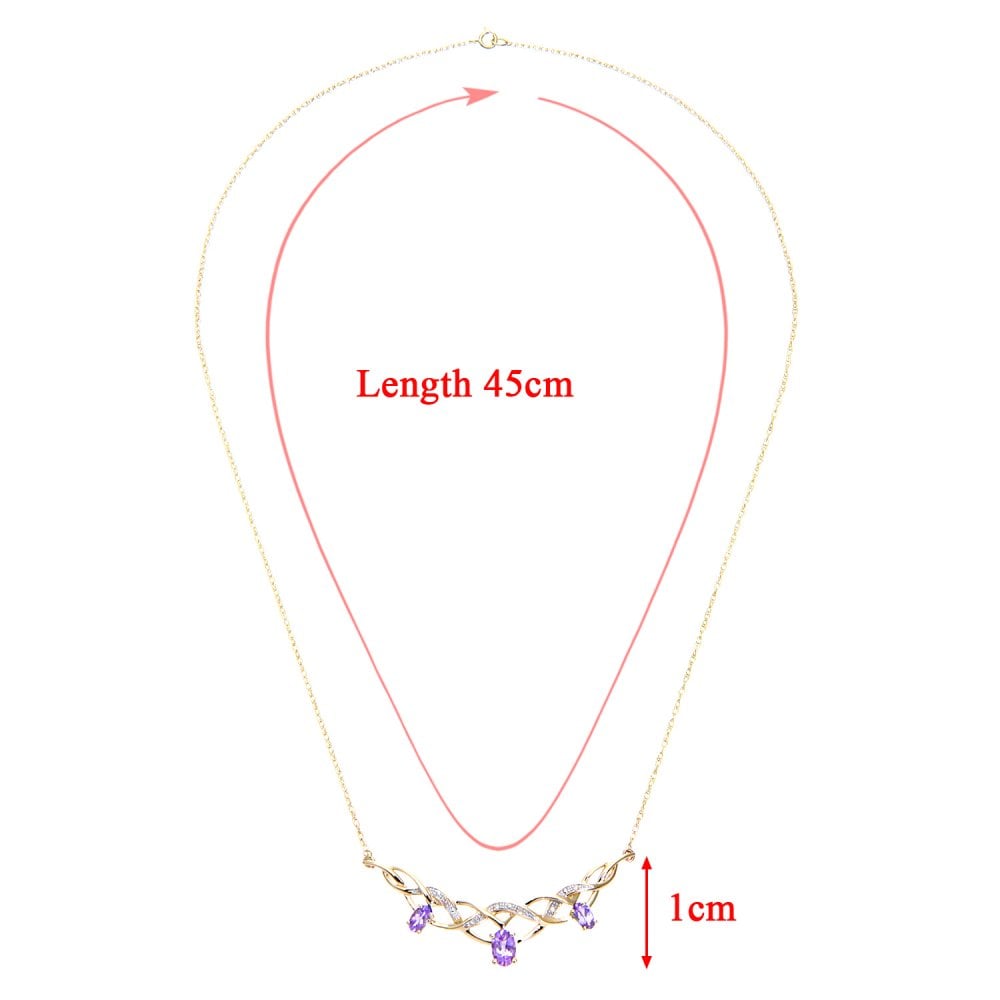 SPARKLD 9ct Yellow Gold 0.025ct Diamond and Amethyst Necklace