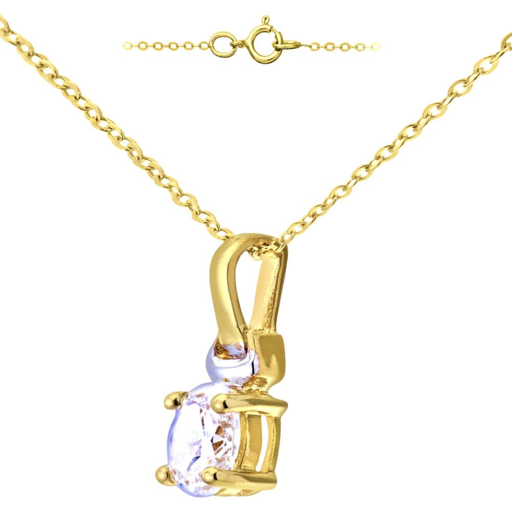 SPARKLD 9ct Yellow Gold Oval Cubic Zirconia Solitaire Pendant necklace