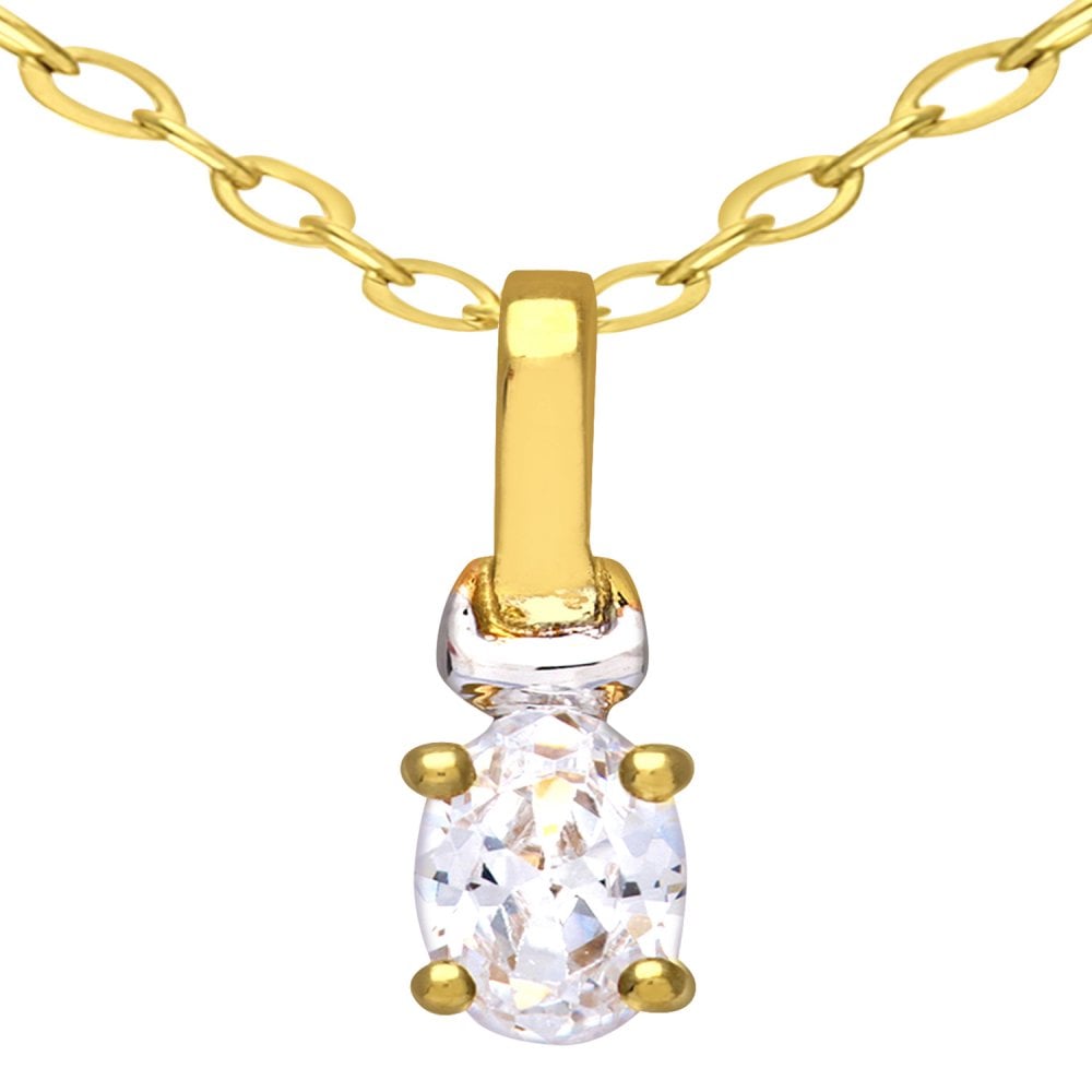 SPARKLD 9ct Yellow Gold Oval Cubic Zirconia Solitaire Pendant necklace