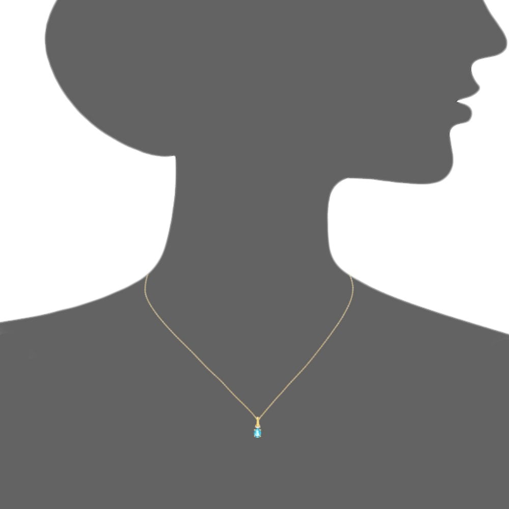 SPARKLD 9ct Yellow Gold Oval CZ Aquamarine Solitaire Pendant necklace