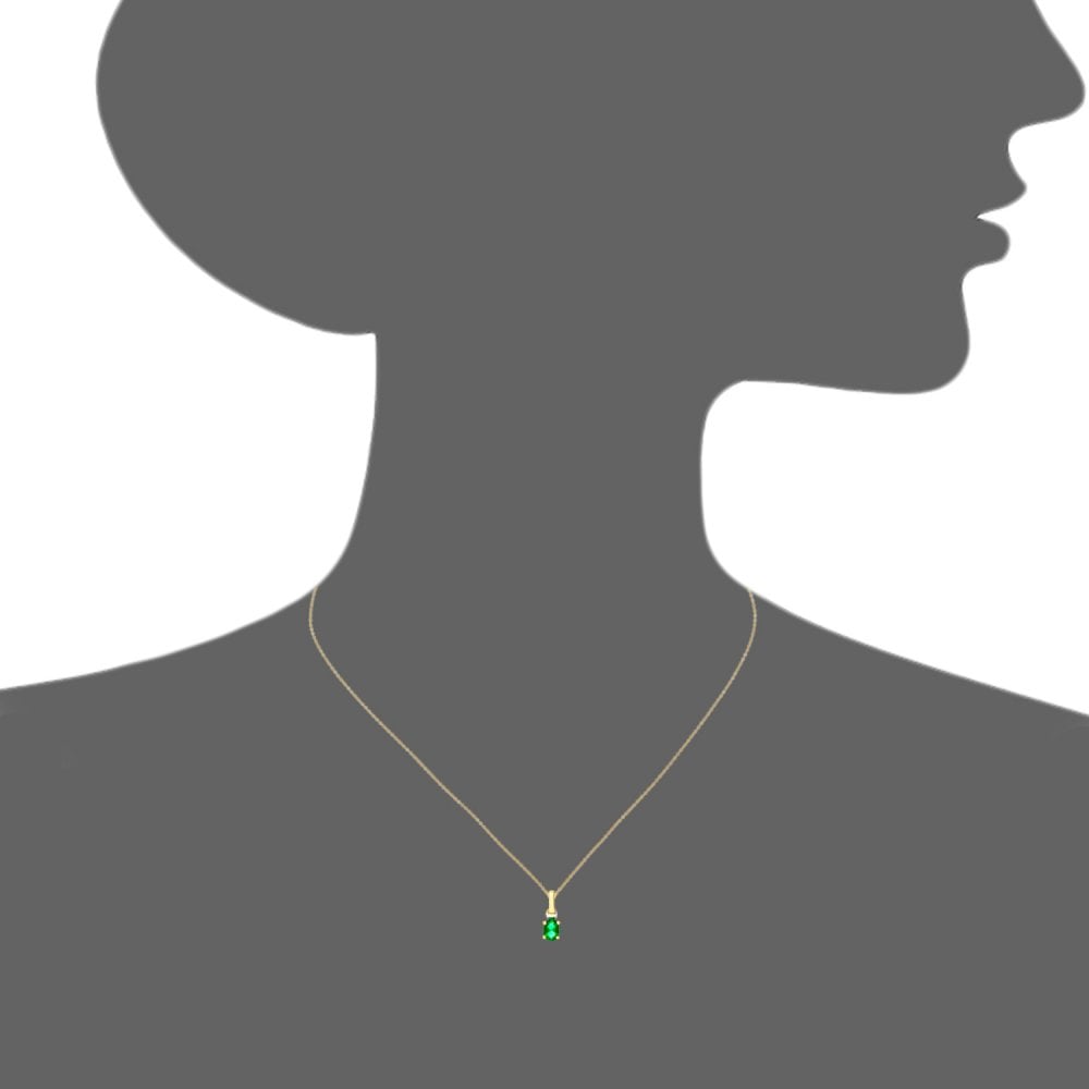 SPARKLD 9ct Yellow Gold Oval CZ Emerald Solitaire Pendant necklace