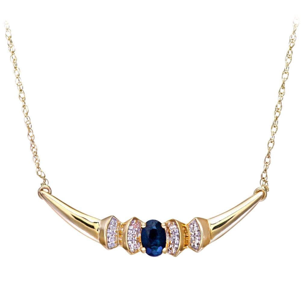 SPARKLD 9ct Yellow Gold 0.05ct Diamond and Sapphire Ladies Necklace