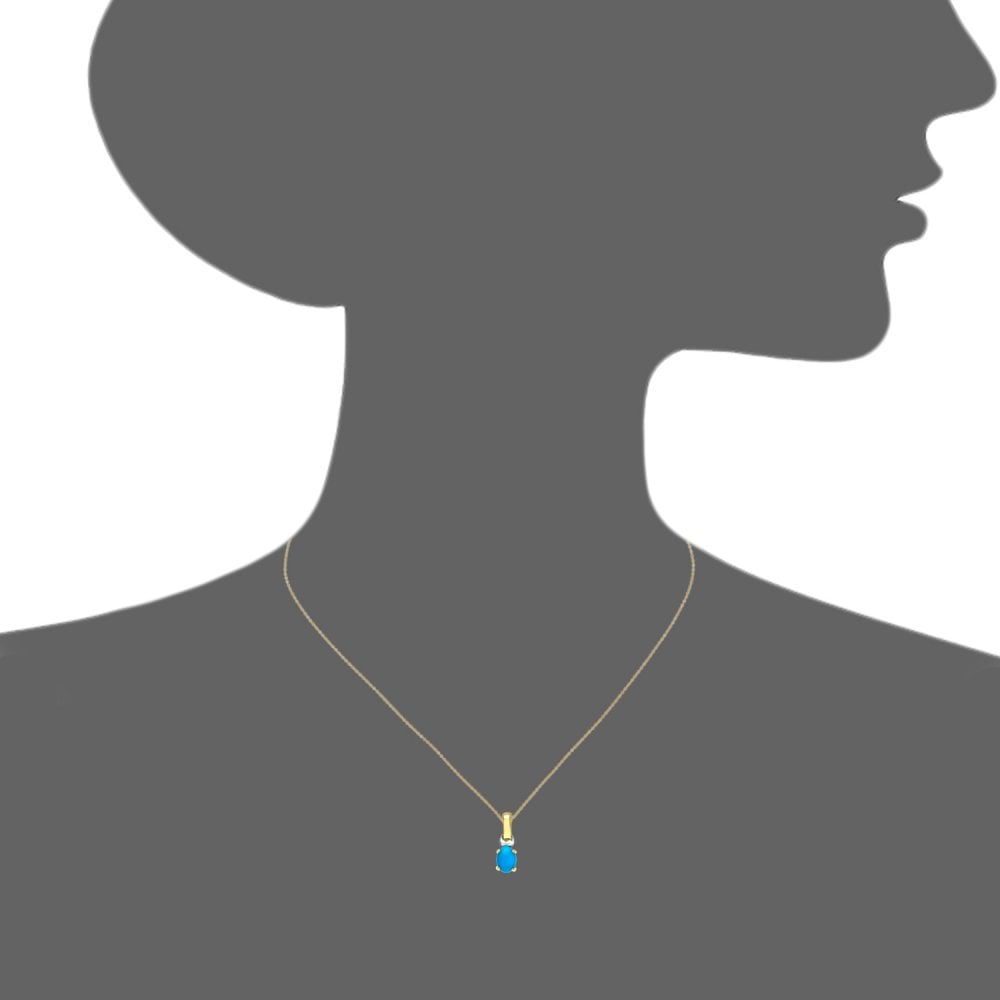 SPARKLD 9ct Yellow Gold Oval Turquoise Solitaire Pendant necklace