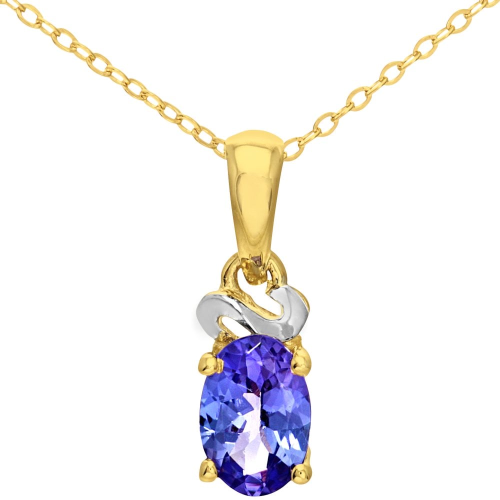 SPARKLD 9ct Yellow Gold Oval Tanzanite Pendant necklace