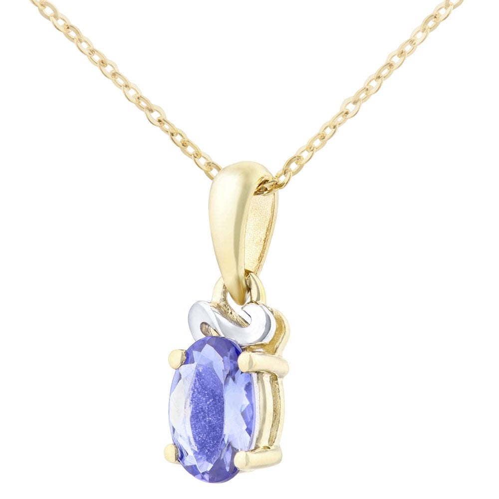 SPARKLD 9ct Yellow Gold Oval Tanzanite Pendant necklace