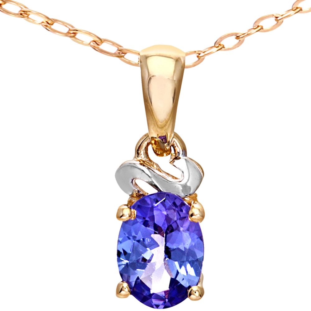SPARKLD 9ct Yellow Gold Oval Tanzanite Pendant necklace