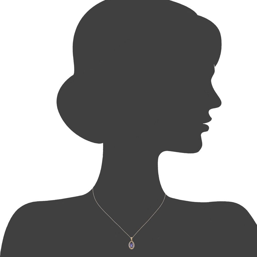 SPARKLD 9ct Yellow Gold Oval Tanzanite and 0.05ct Diamond Pendant Necklace