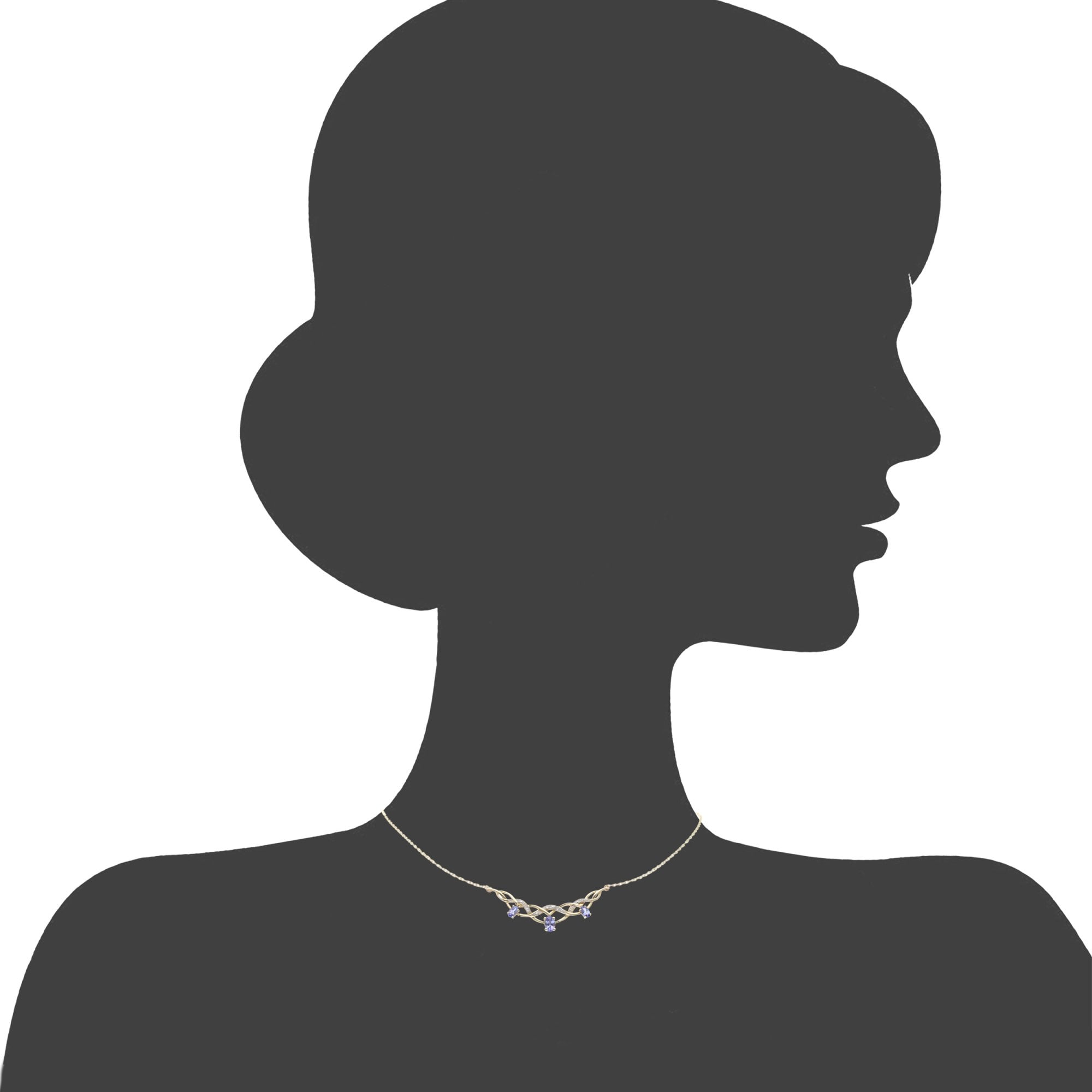 SPARKLD 9ct Yellow Gold Oval Tanzanite and 0.02ct Diamond Necklace