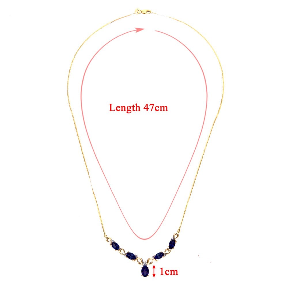 SPARKLD 9ct Yellow Gold Oval Sapphire and 0.05ct Diamond Necklace