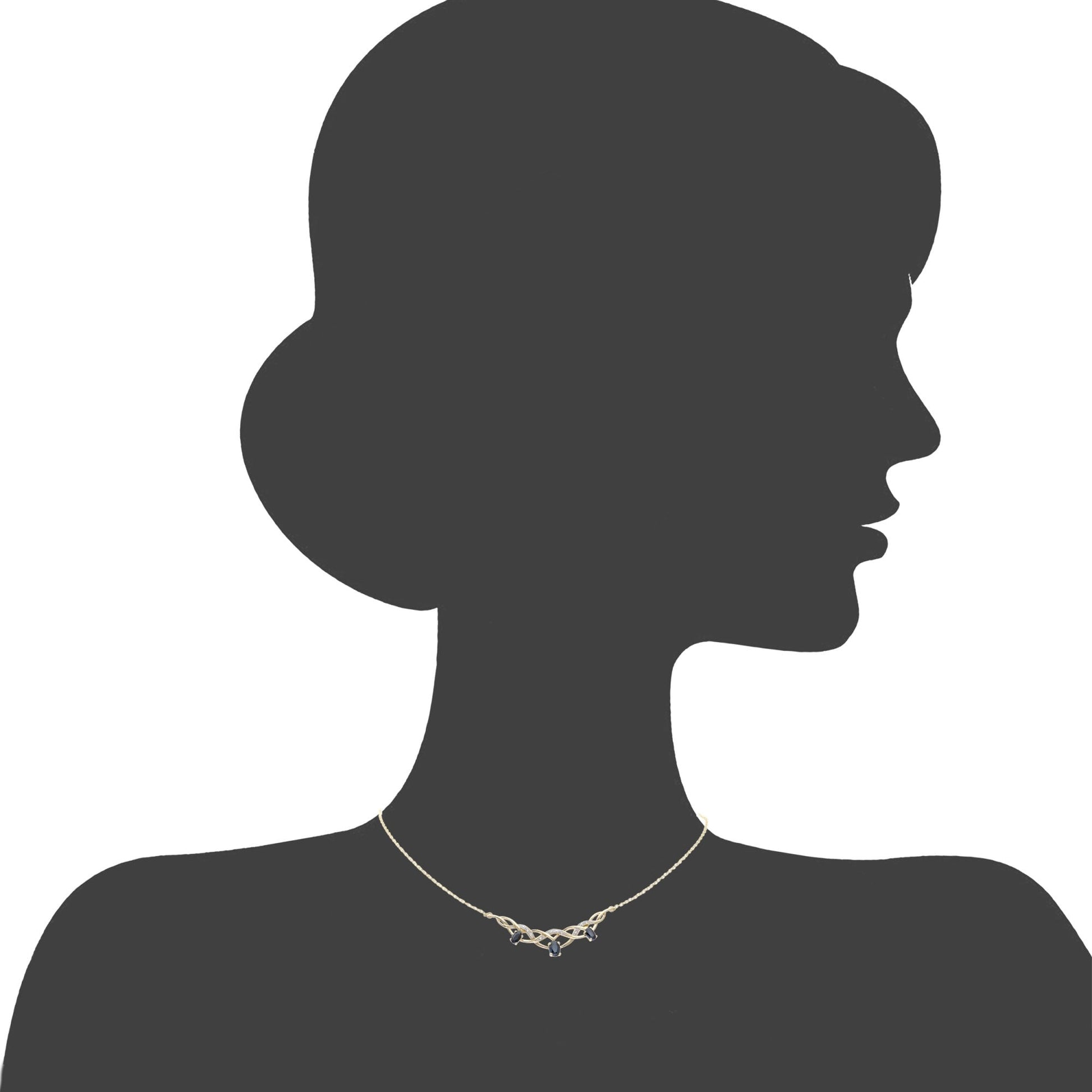 SPARKLD 9ct Yellow Gold Oval Sapphire and 0.03ct Diamond Necklace