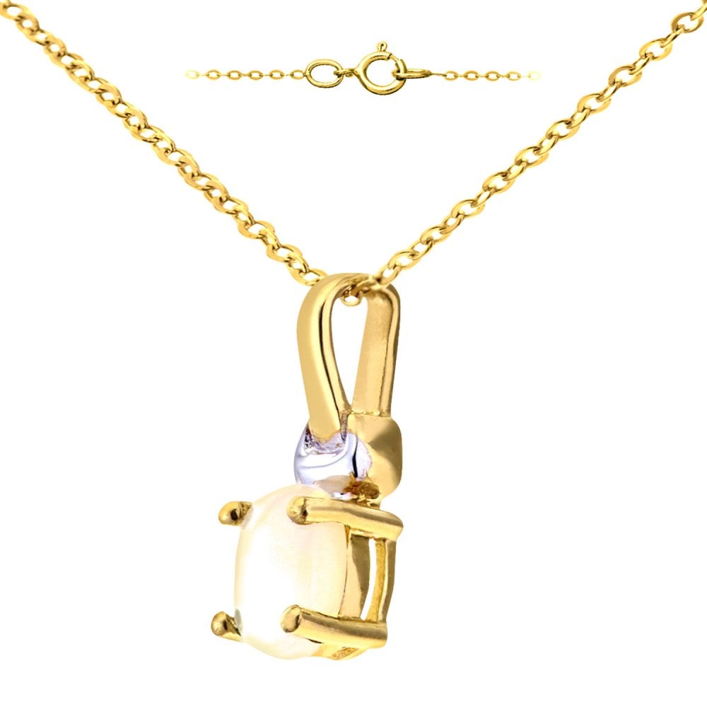 SPARKLD 9ct Yellow Gold Oval Pearl Solitaire Pendant necklace