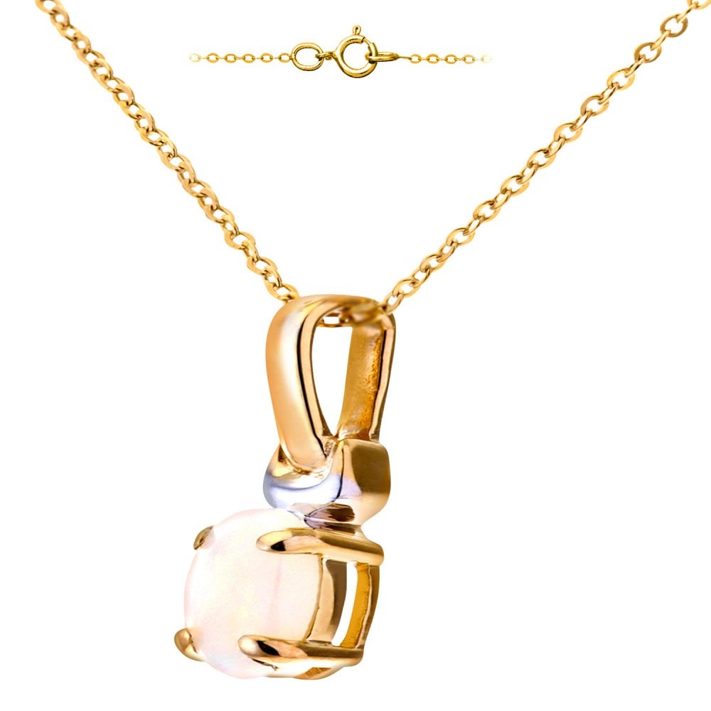 SPARKLD 9ct Yellow Gold Oval Opal Solitaire Pendant necklace