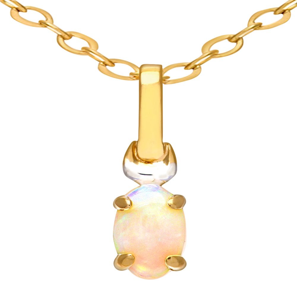 SPARKLD 9ct Yellow Gold Oval Opal Solitaire Pendant necklace