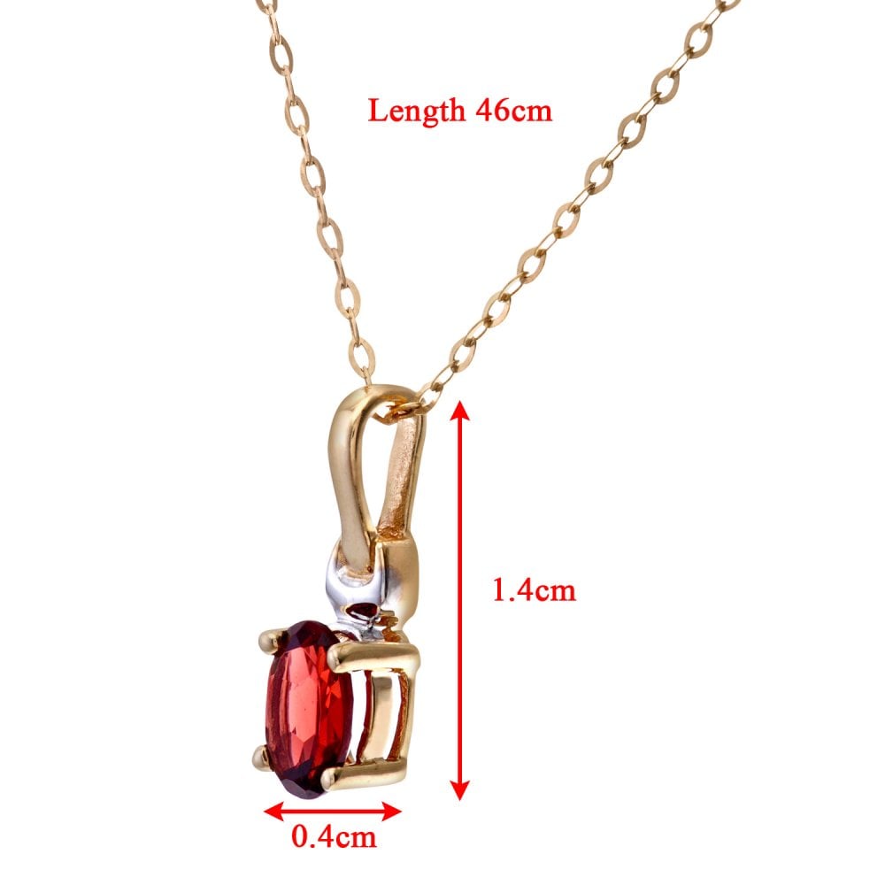 SPARKLD 9ct Yellow Gold Oval Garnet Solitaire Pendant necklace