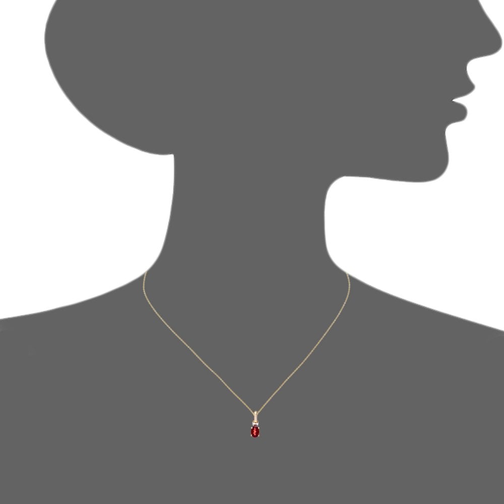 SPARKLD 9ct Yellow Gold Oval Garnet Solitaire Pendant necklace