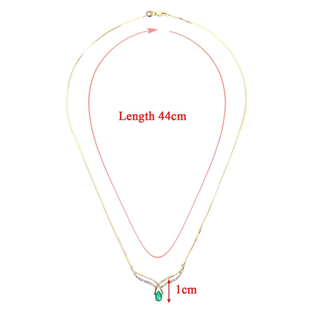 SPARKLD 9ct Yellow Gold Round 0.05ct Diamond and Emerald Necklace