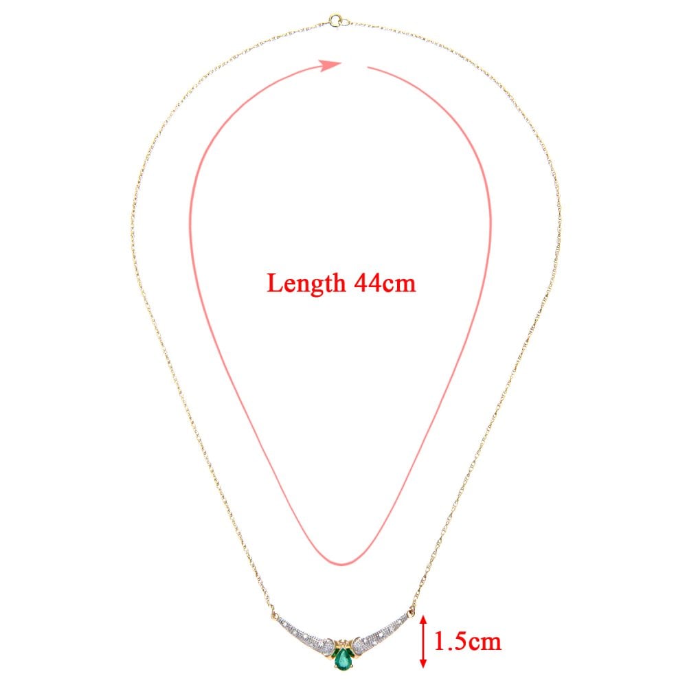 SPARKLD 9ct Yellow Gold 0.05ct Diamond and Emerald Necklace
