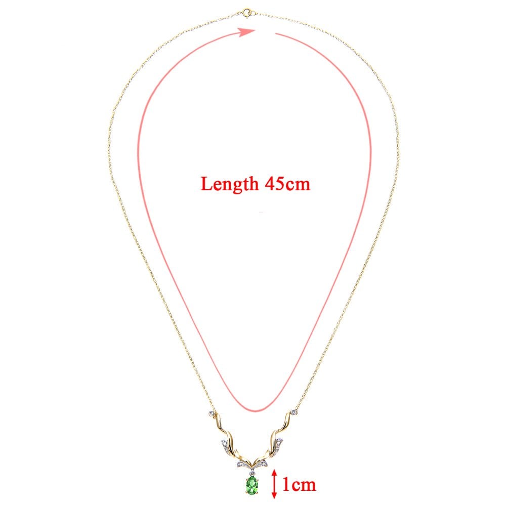 SPARKLD 9ct Yellow Gold 0.05ct Diamond and Emerald Necklace of length 46 cm