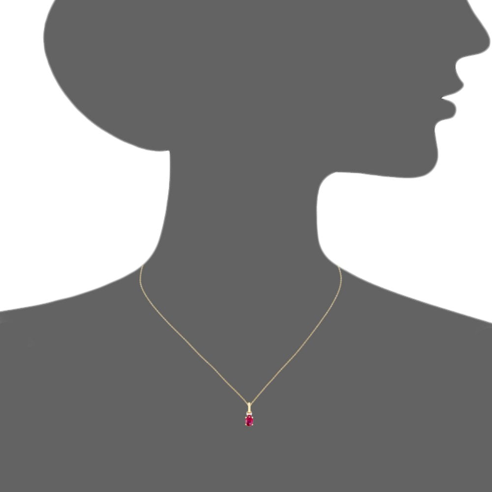 SPARKLD 9ct Yellow Gold Oval CZ Ruby Solitaire Pendant necklace