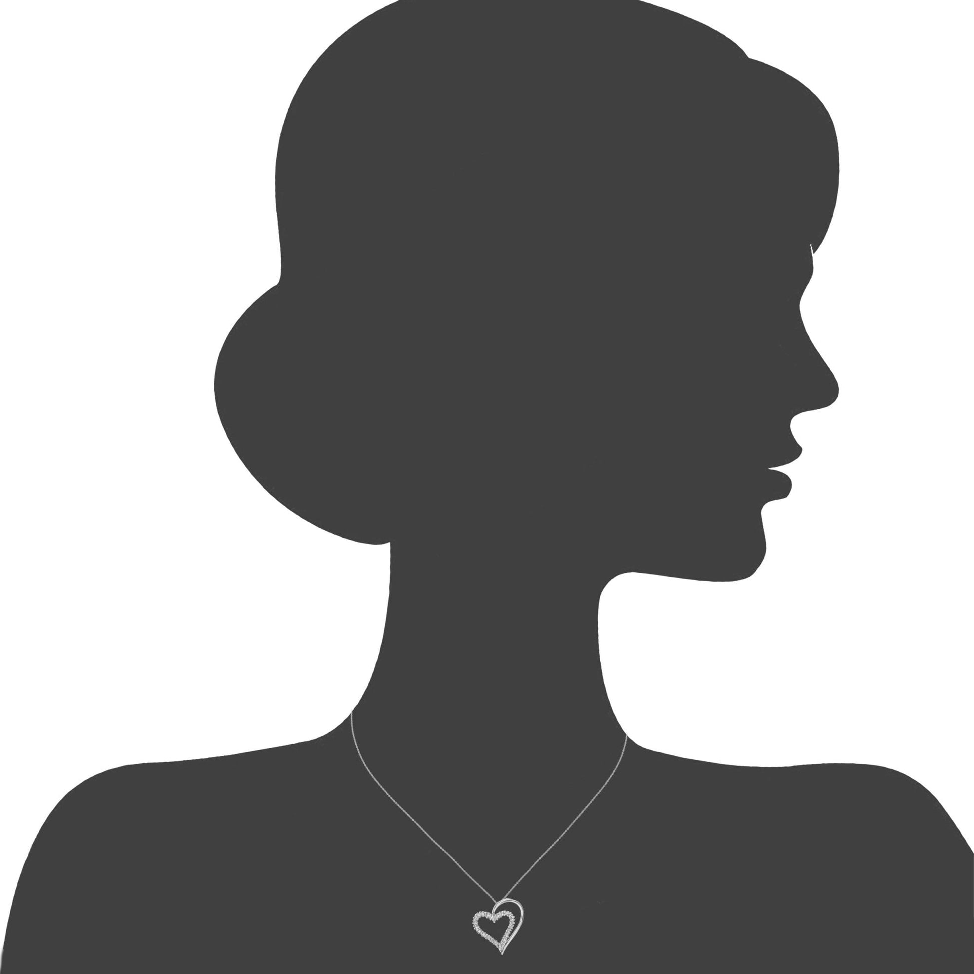 SPARKLD 9ct White Gold Ladies 0.05ct Diamond Heart Pendant Necklace