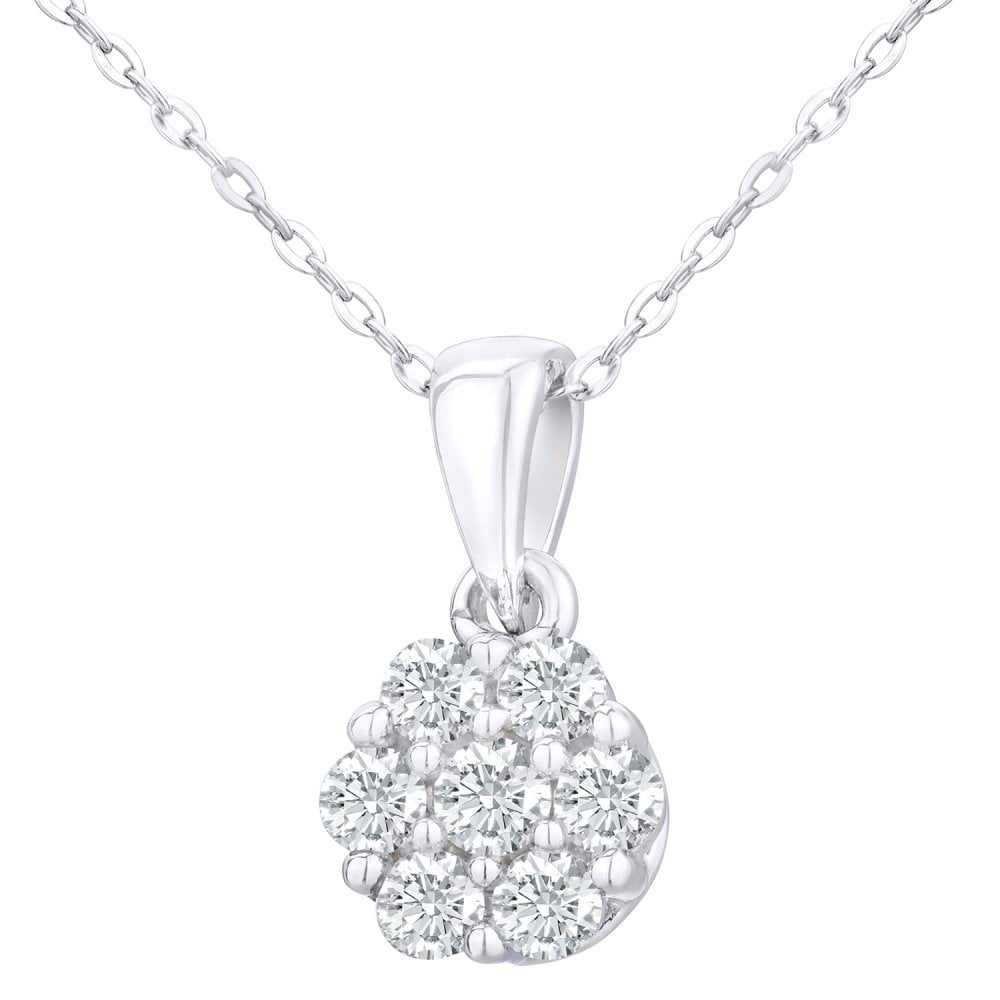 SPARKLD 9ct Yellow Gold 0.20ct Diamond Cluster Pendant Necklace