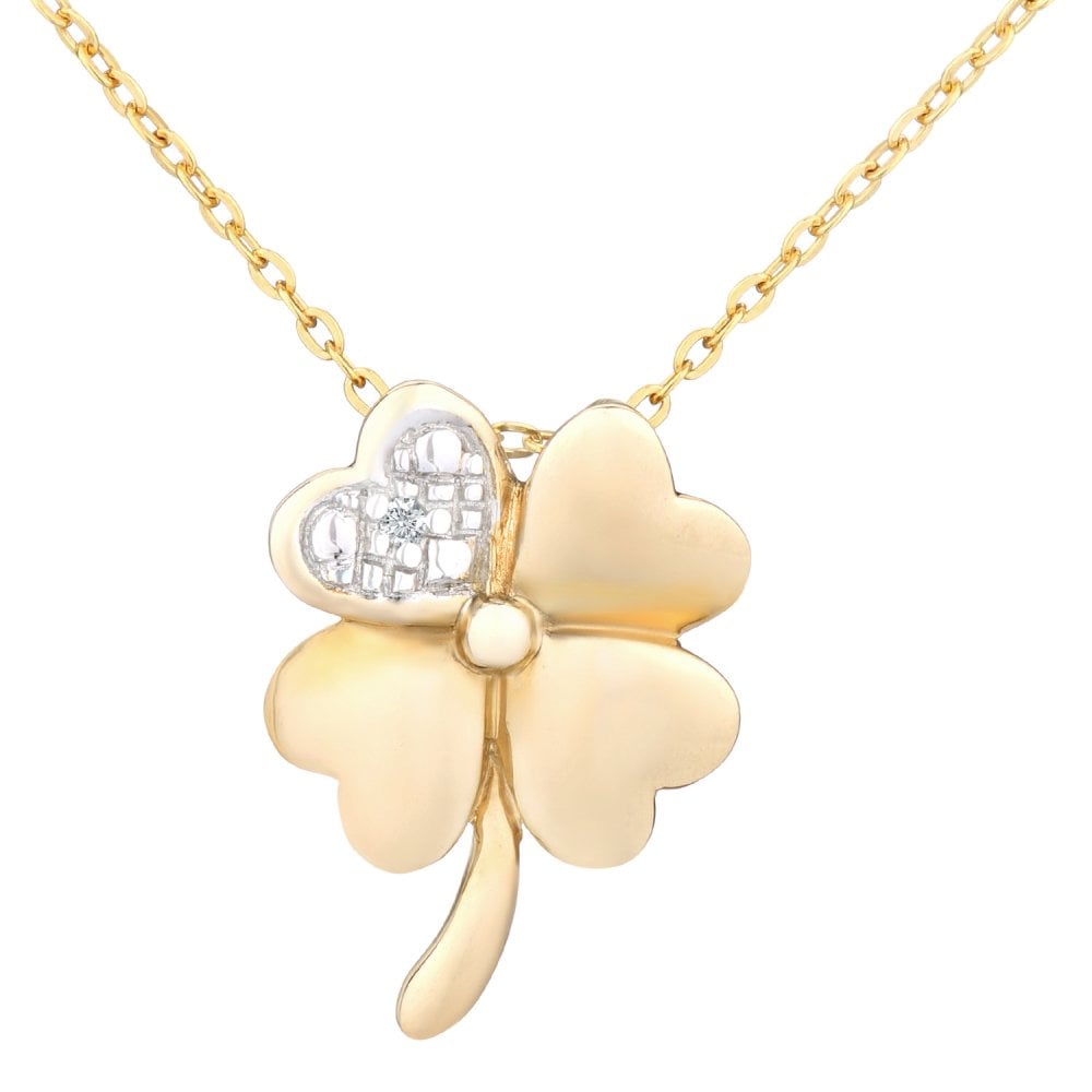 SPARKLD 9ct Yellow Gold 0.005ct Diamond Heart Pendant Necklace