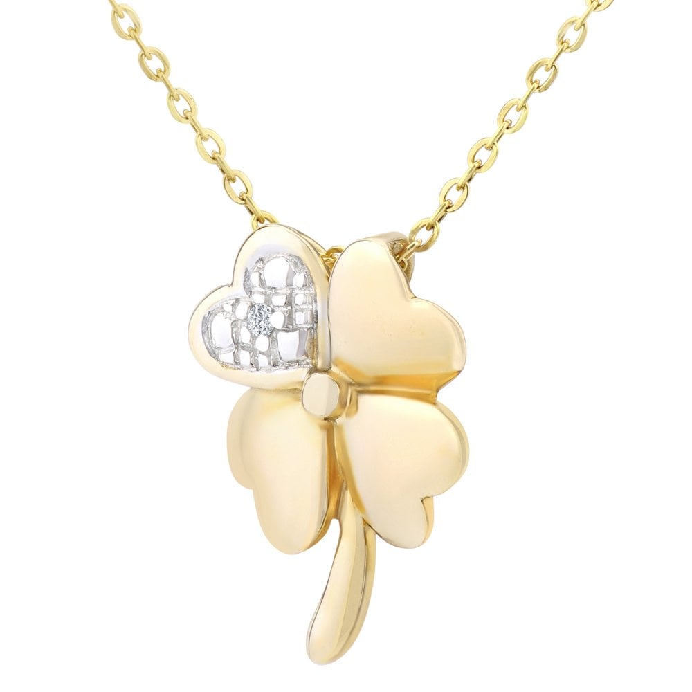 SPARKLD 9ct Yellow Gold 0.005ct Diamond Heart Pendant Necklace