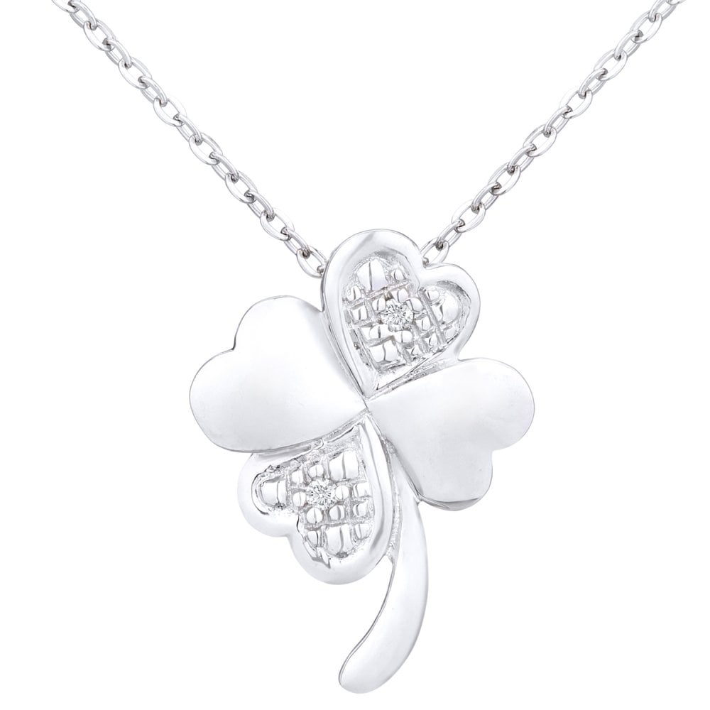 SPARKLD 9ct White Gold 0.01ct Diamond Heart Pendant Necklace