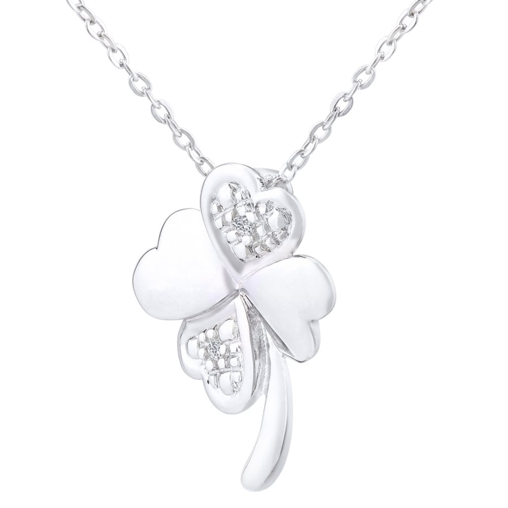 SPARKLD 9ct White Gold 0.01ct Diamond Heart Pendant Necklace