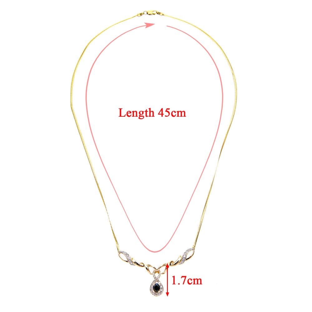 SPARKLD 9ct Yellow Gold 0.10ct Diamond and Sapphire Necklace 45.5 cm