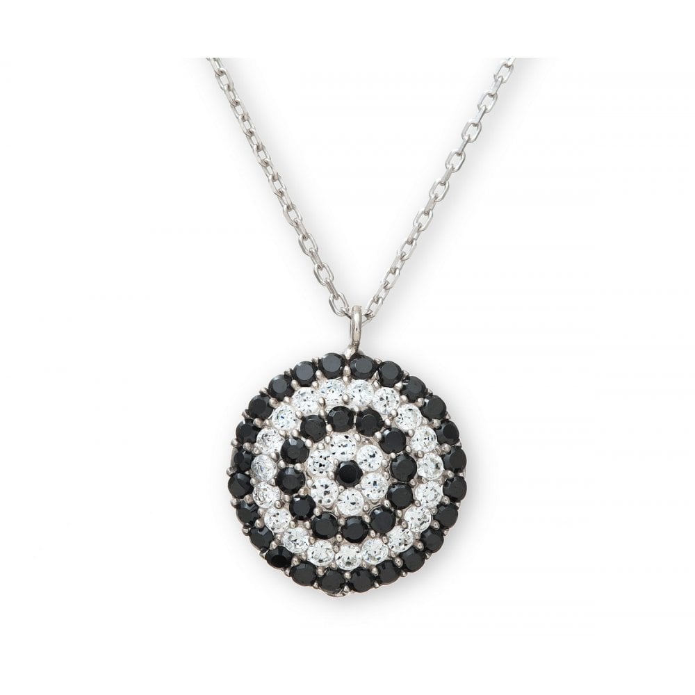 SPARKLD Sterling Silver White and Black Cubic Zirconia Pendant Necklace With 42cm Chainct