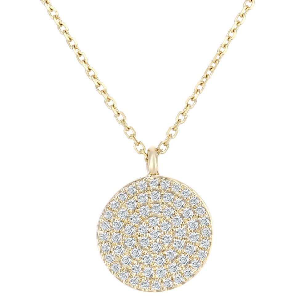 SPARKLD 9ct Yellow Gold 0.19ct Diamond Cluster Pendant Necklace of Length 40cm