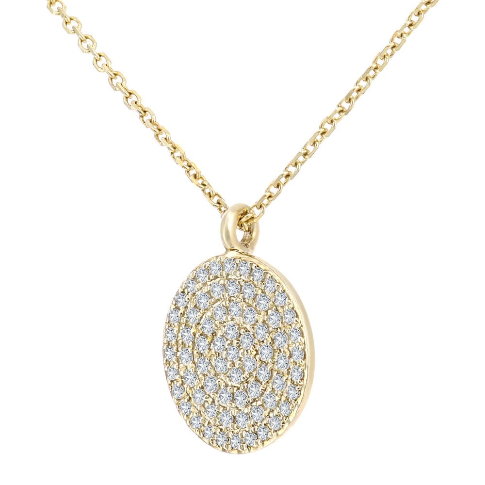 SPARKLD 9ct Yellow Gold 0.19ct Diamond Cluster Pendant Necklace of Length 40cm