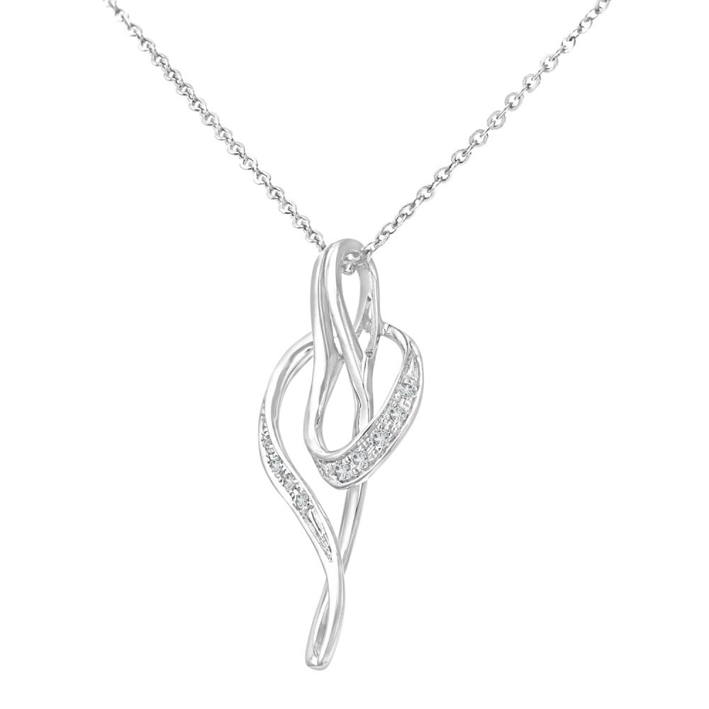 SPARKLD 9ct White Gold 0.05ct Diamond Pendant Necklace