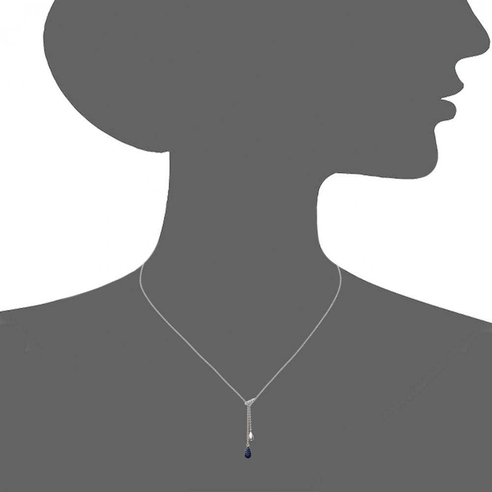 SPARKLD 9ct White Gold Sapphire and 0.03ct Diamond Necklace